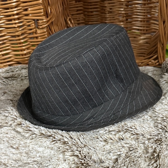 Black Pinstripe Fedora Hat - Picture 4 of 10